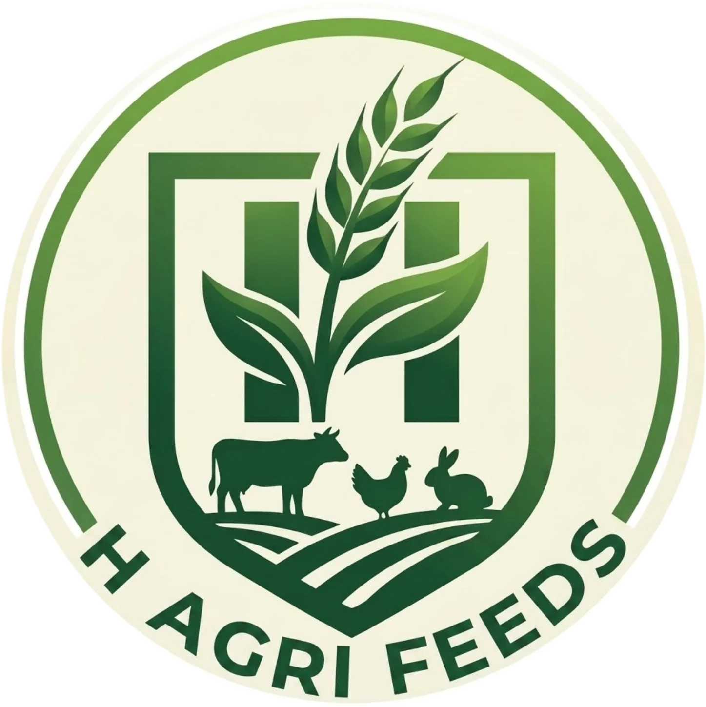 Agricultural grains and livestock feed products displayed in bulk bags at H Agri Feeds